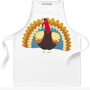 Kids Williams Sonoma Thanksgiving Fall Apron Smocks Cotton Turkey White Perfect!